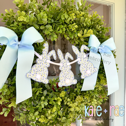 Bunny Banner Bean Stitch Applique Embroidery Design