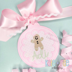 Girls Scalloped Satin Stitch Applique Christmas Ornament In The Hoop Embroidery Design