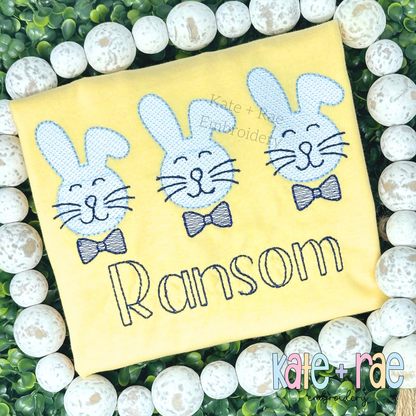 Boy's Easter Bunny Trio Sketch Stitch Embroidery Design
