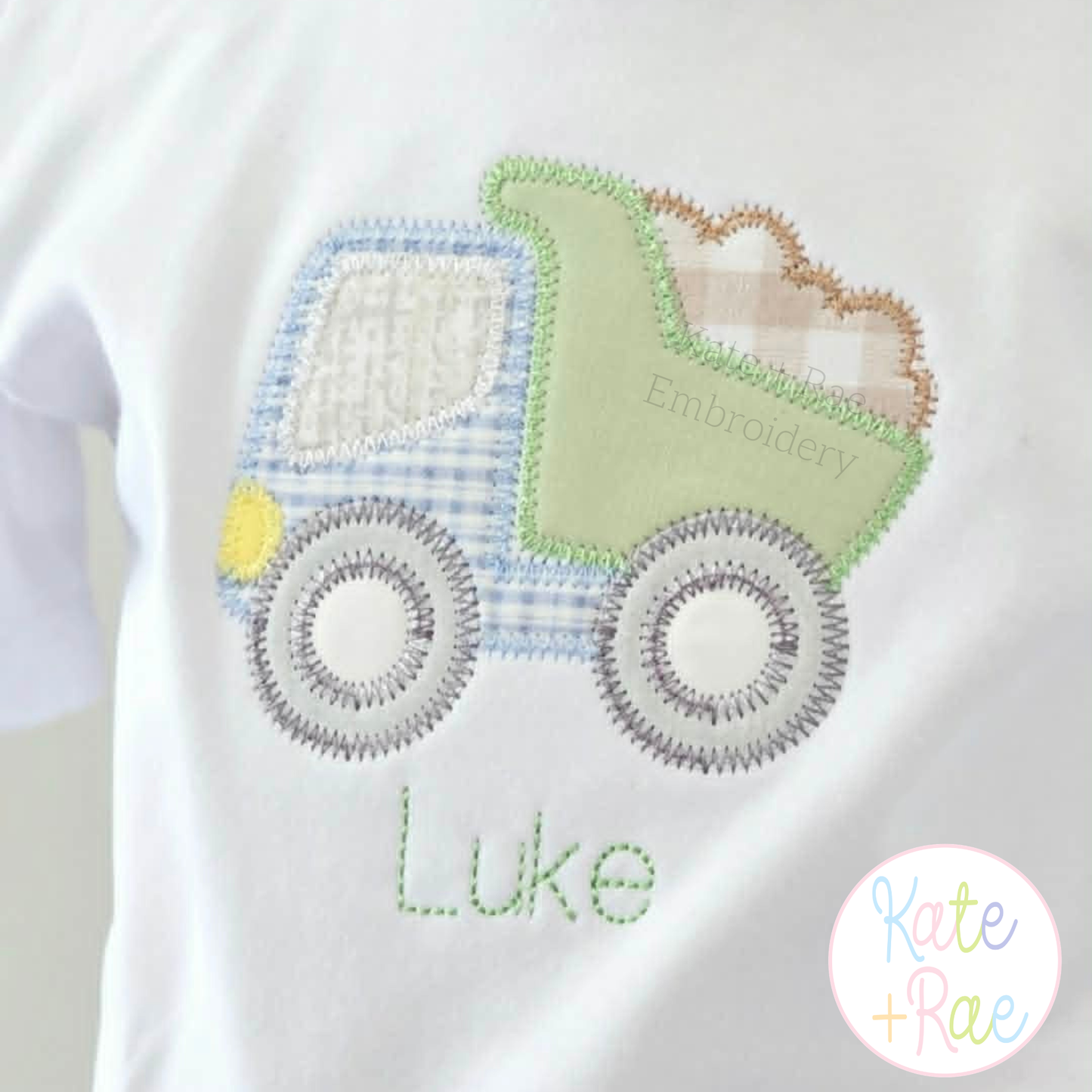Dump Truck Zigzag Stitch Applique Embroidery Design