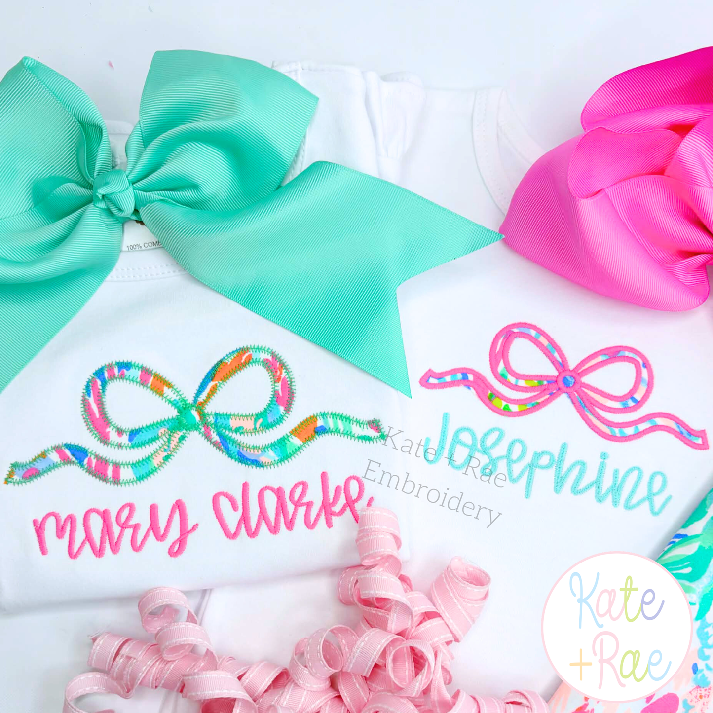 Flowy Longtail Bow Zigzag Stitch Applique Embroidery Design