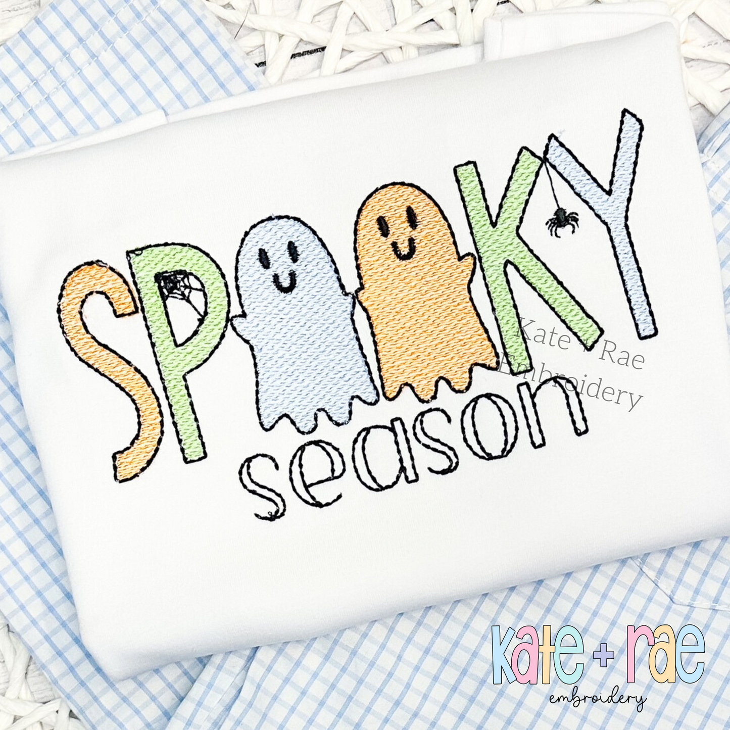 Boys Spooky Season Sketch Stitch Embroidery Design