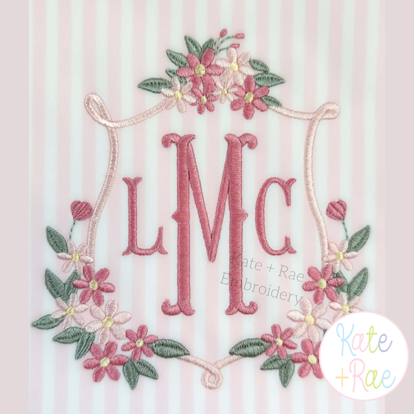 Daisy Floral Crest Satin Stitch Embroidery Design