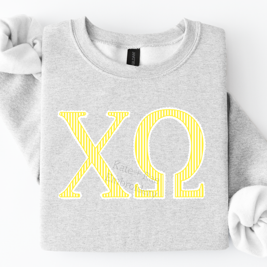 Chi Omega Scalloped Yellow Greek Letters PNG