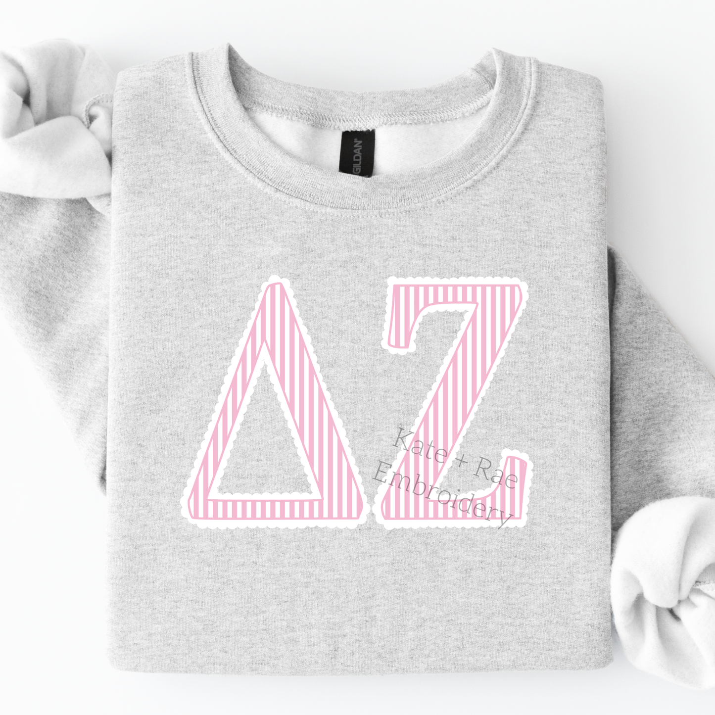 Delta Zeta Pink Scalloped Striped PNG