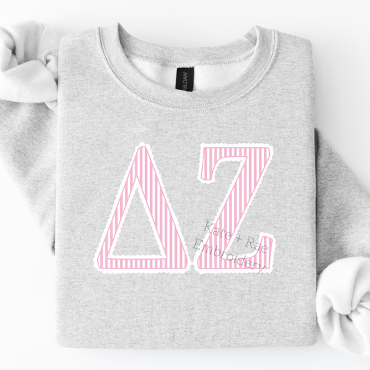 Delta Zeta Pink Scalloped Striped PNG