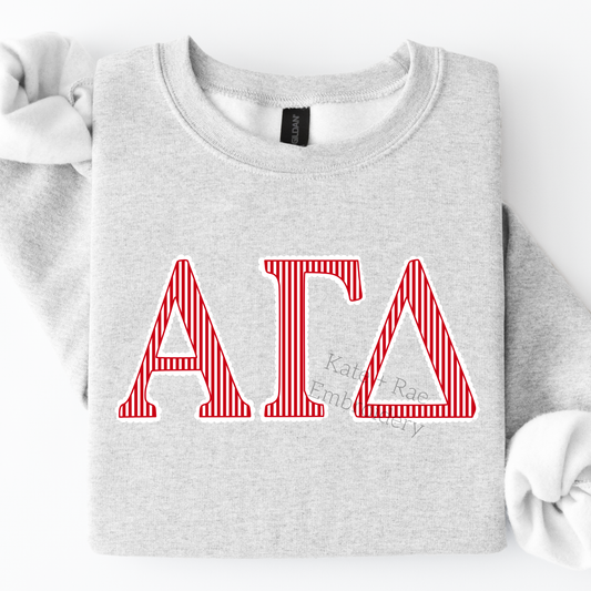 Alpha Gamma Delta Red Stripped Scalloped PNG