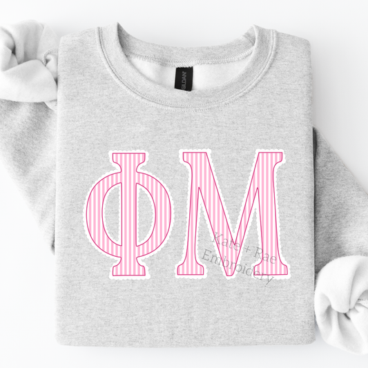Phi Mu Pink Stripped Scalloped PNG
