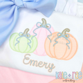 Girl's Fall Pumpkin Trio with Bows Sketch Stitch with Satin Outline Machine Embroidery Design