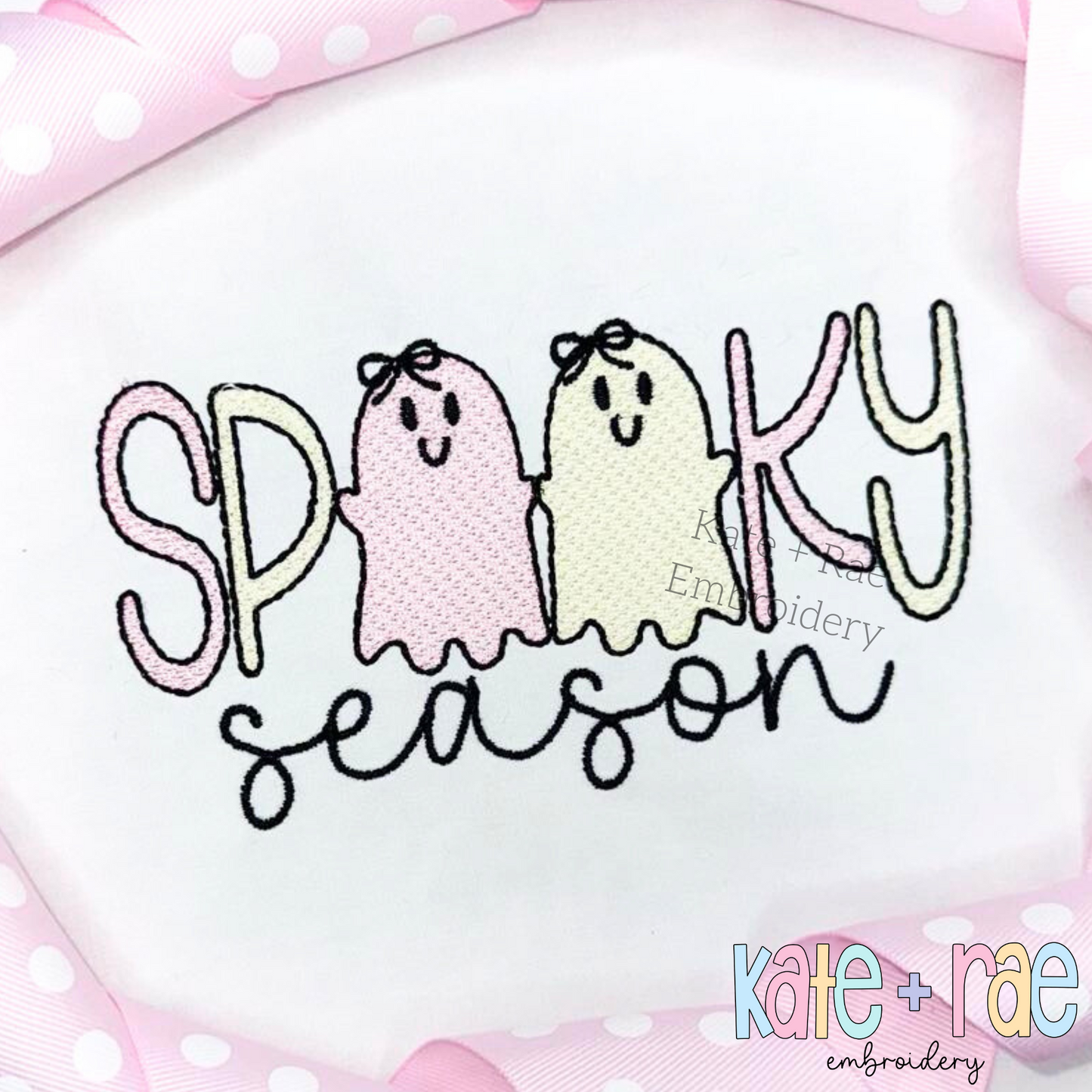 Girls Spooky Season Sketch Stitch Embroidery Design