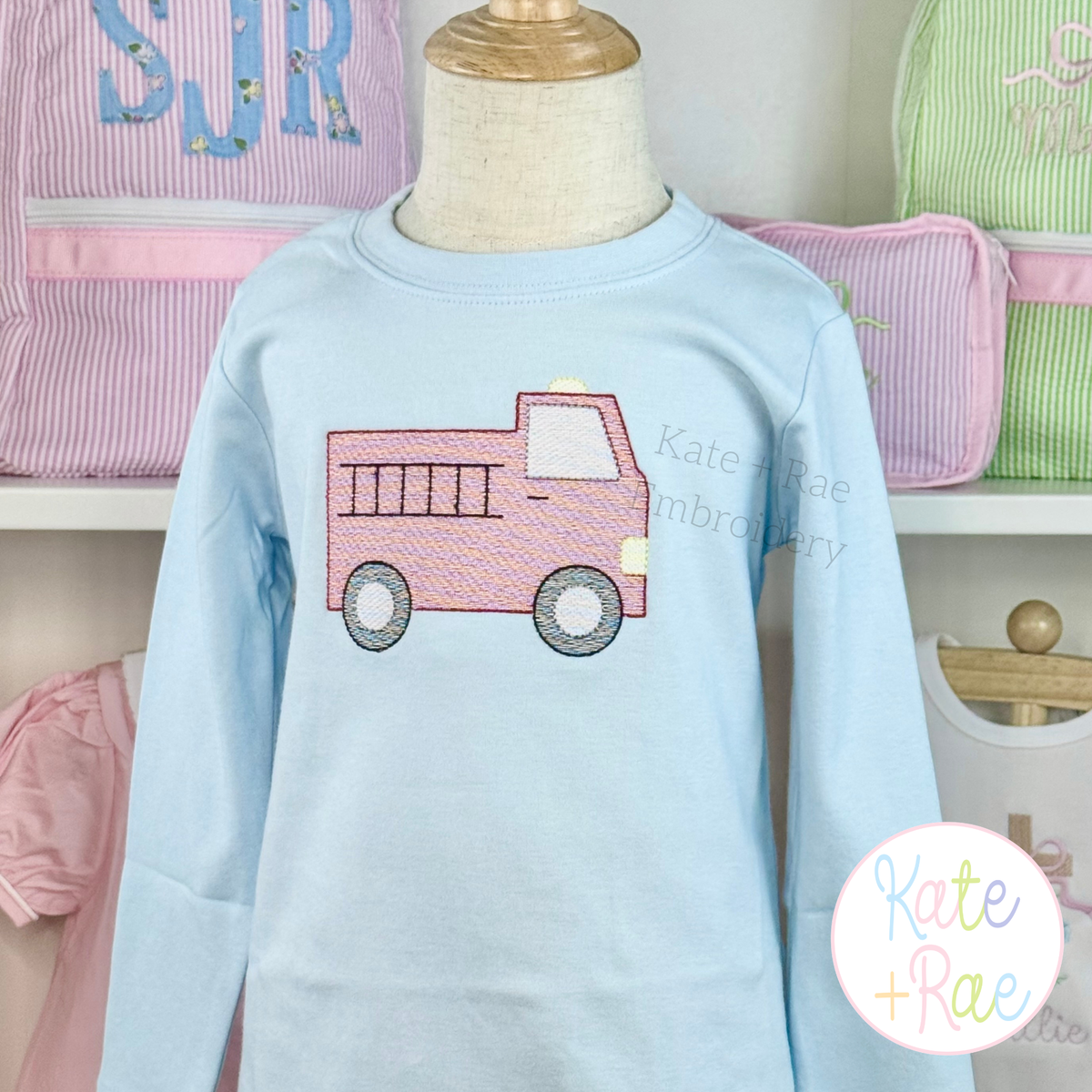 Firetruck Sketch Stitch Embroidery Design
