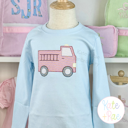 Firetruck Sketch Stitch Embroidery Design