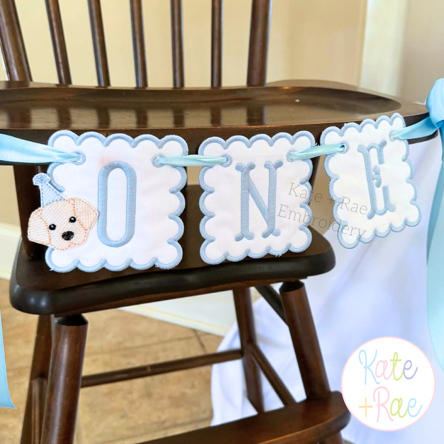 Scalloped Square ITH Banner Satin Stitch Applique