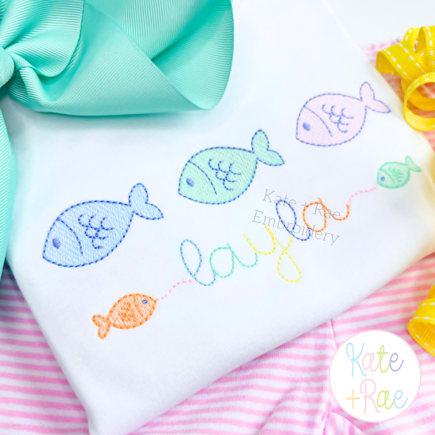 Little Fish Trio Sketch Stitch Embroidery Design
