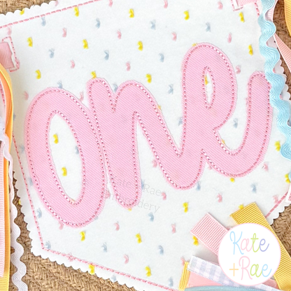 Script One Bean Stitch Applique Embroidery Design