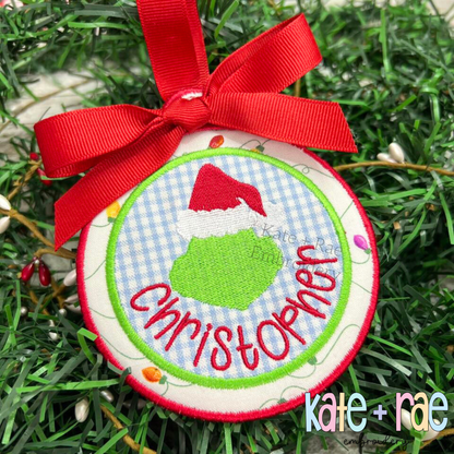 Circle Satin Stitch Applique Christmas Ornament In The Hoop Embroidery Design