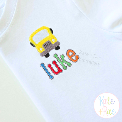 Back to School Bus Mini Fill Embroidery Design