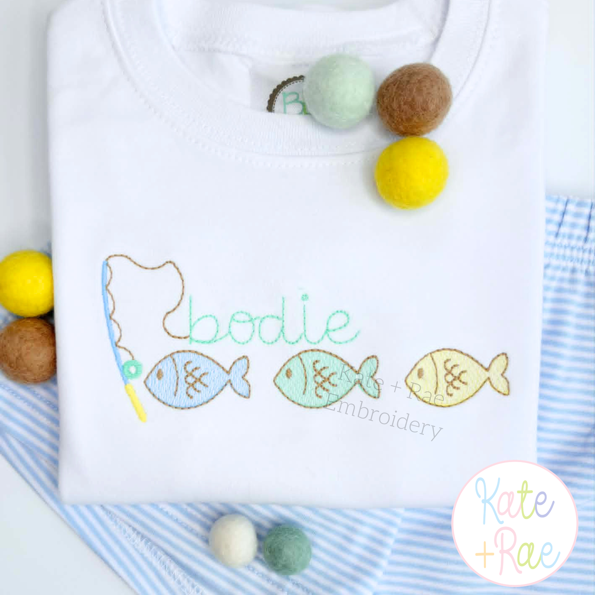 Little Fish Trio Sketch Stitch Embroidery Design