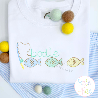 Little Fish Trio Sketch Stitch Embroidery Design