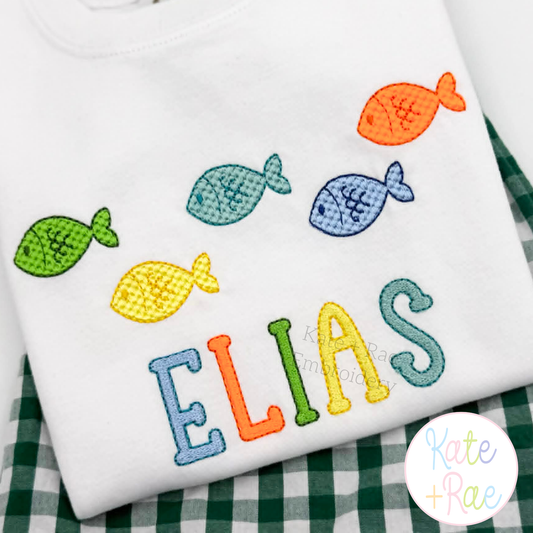 Fish Mini Fill with Scales Pattern Embroidery Design