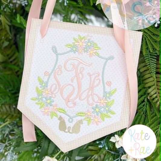 Birth/ Birthday Double Bean Stitch Applique Banner In The Hoop Embroidery Design
