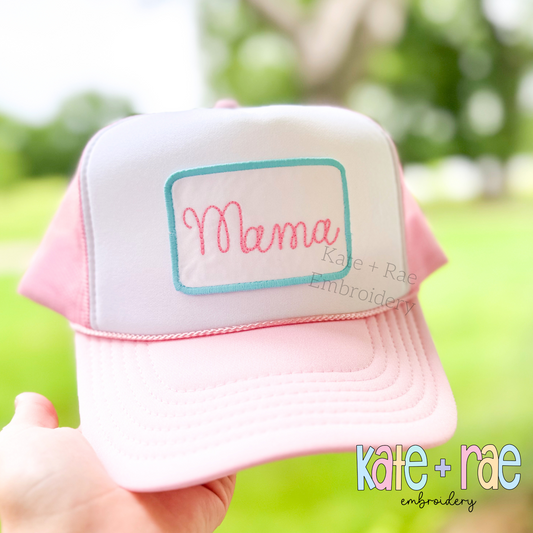 Freestanding Rectangle Satin Stitch Applique Hat Patch
