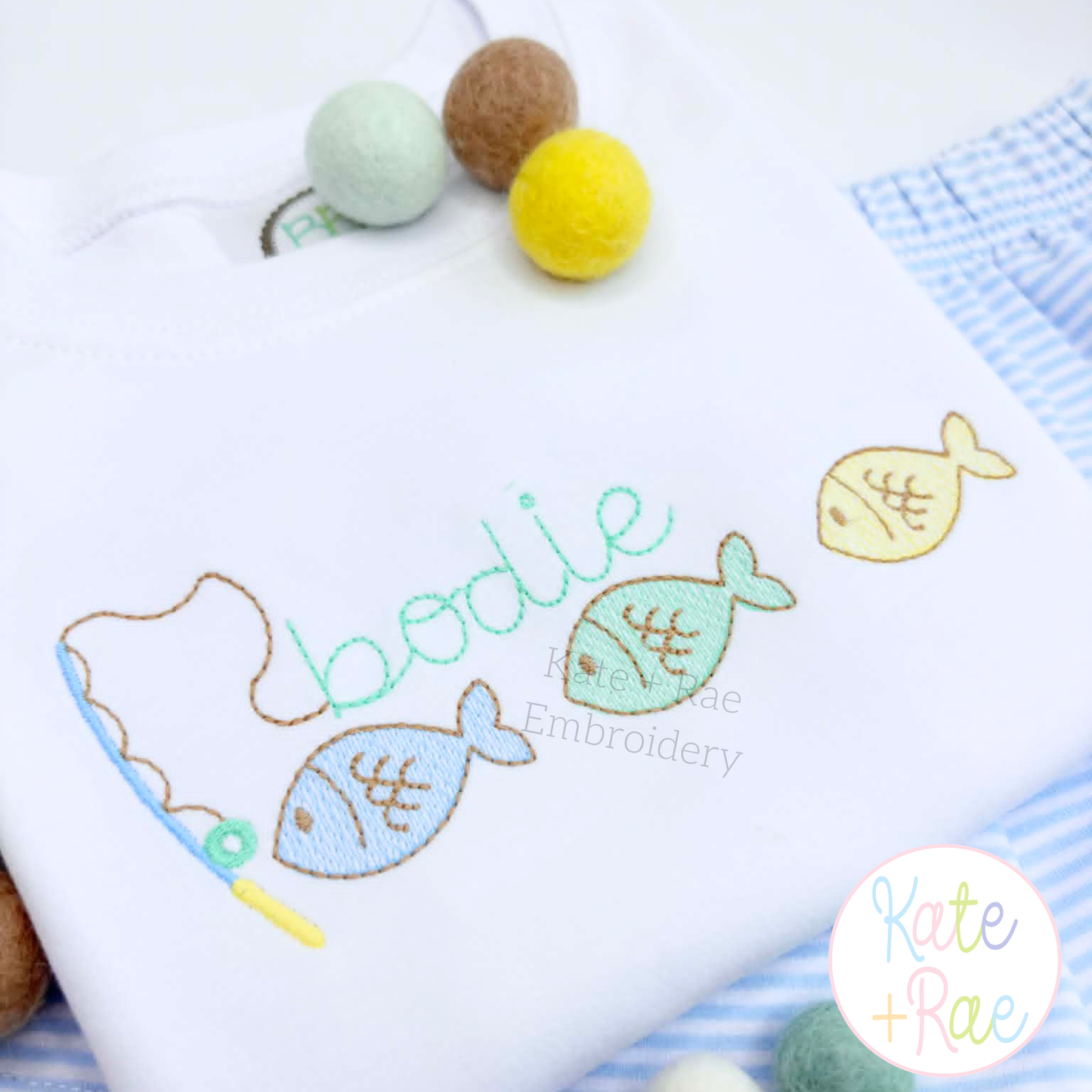 Little Fish Trio Sketch Stitch Embroidery Design
