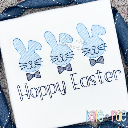 Boy's Easter Bunny Trio Sketch Stitch Embroidery Design