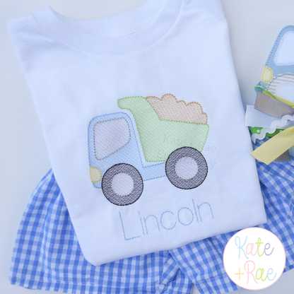Dump Truck Sketch Stitch Embroidery Design