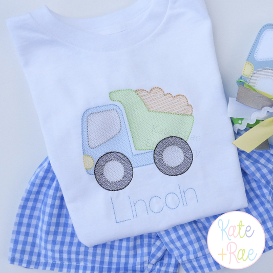 Dump Truck Sketch Stitch Embroidery Design