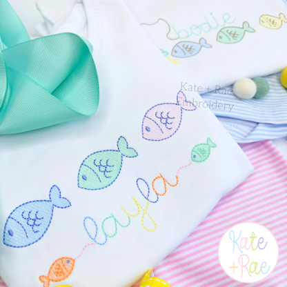 Little Fish Trio Sketch Stitch Embroidery Design