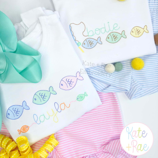 Little Fish Trio Sketch Stitch Embroidery Design