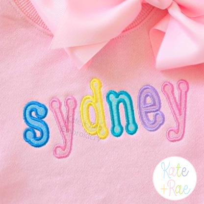 Dottie Fill Stitch with Satin Stitch Outline Embroidery Font