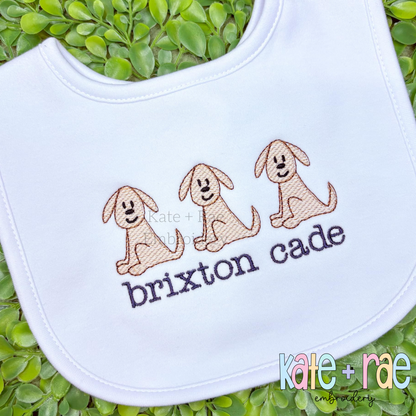 Lincoln Puppy Dog Trio Sketch Stitch Embroidery Design