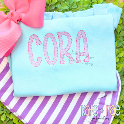 Gracie Sketch Stitch Embroidery Font