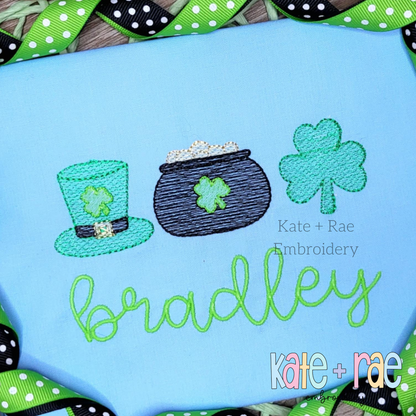 St. Patrick's Day Trio Sketch Stitch Embroidery Design