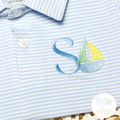 Boy's Sailboat Mini Fill Stitch Embroidery Design