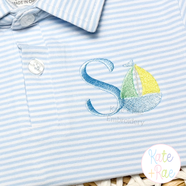 Boy's Sailboat Mini Fill Stitch Embroidery Design – Kate + Rae Designs