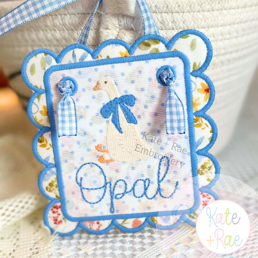 Girl Goose Mini Fill with Bow Embroidery Design