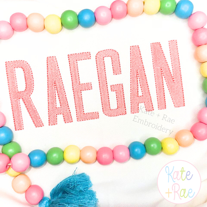 Beau Fill Stitch with Bean Stitch Border Embroidery Font