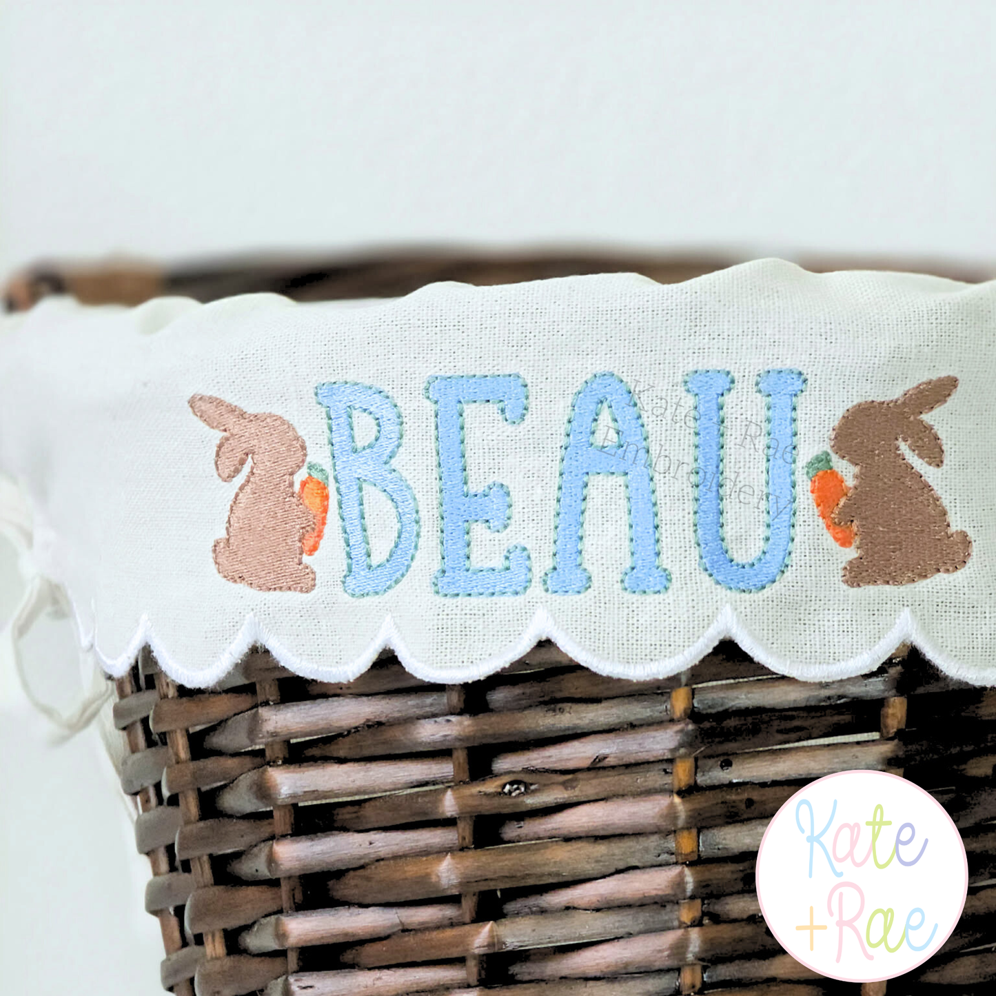 Boy's Easter Bunny with Carrot Mini Fill Stitch Embroidery Design