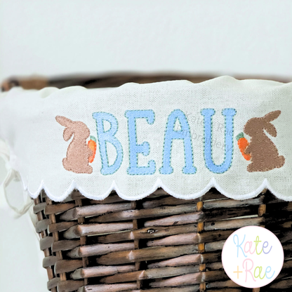 Boy's Easter Bunny with Carrot Mini Fill Stitch Embroidery Design