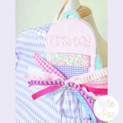 Scalloped Backpack Bean Stitch Applique Embroidery Design