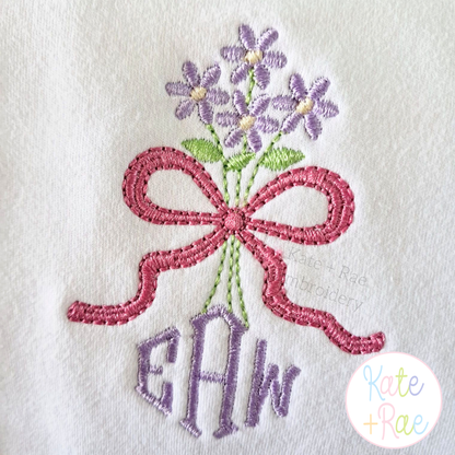 Daisy Floral Bow Mini Satin Stitch Embroidery Design
