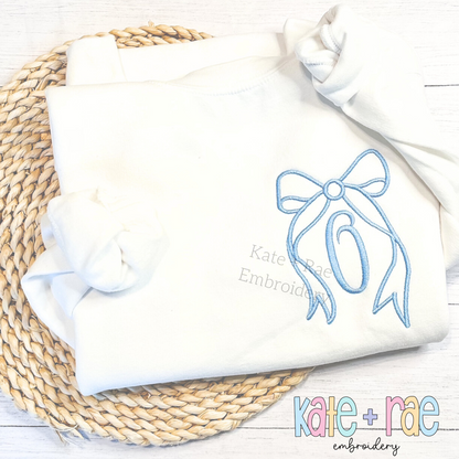 Longtail Bow Satin Stitch Outline Embroidery Design