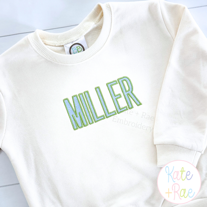 Beau Fill Stitch with Satin Border Embroidery Font