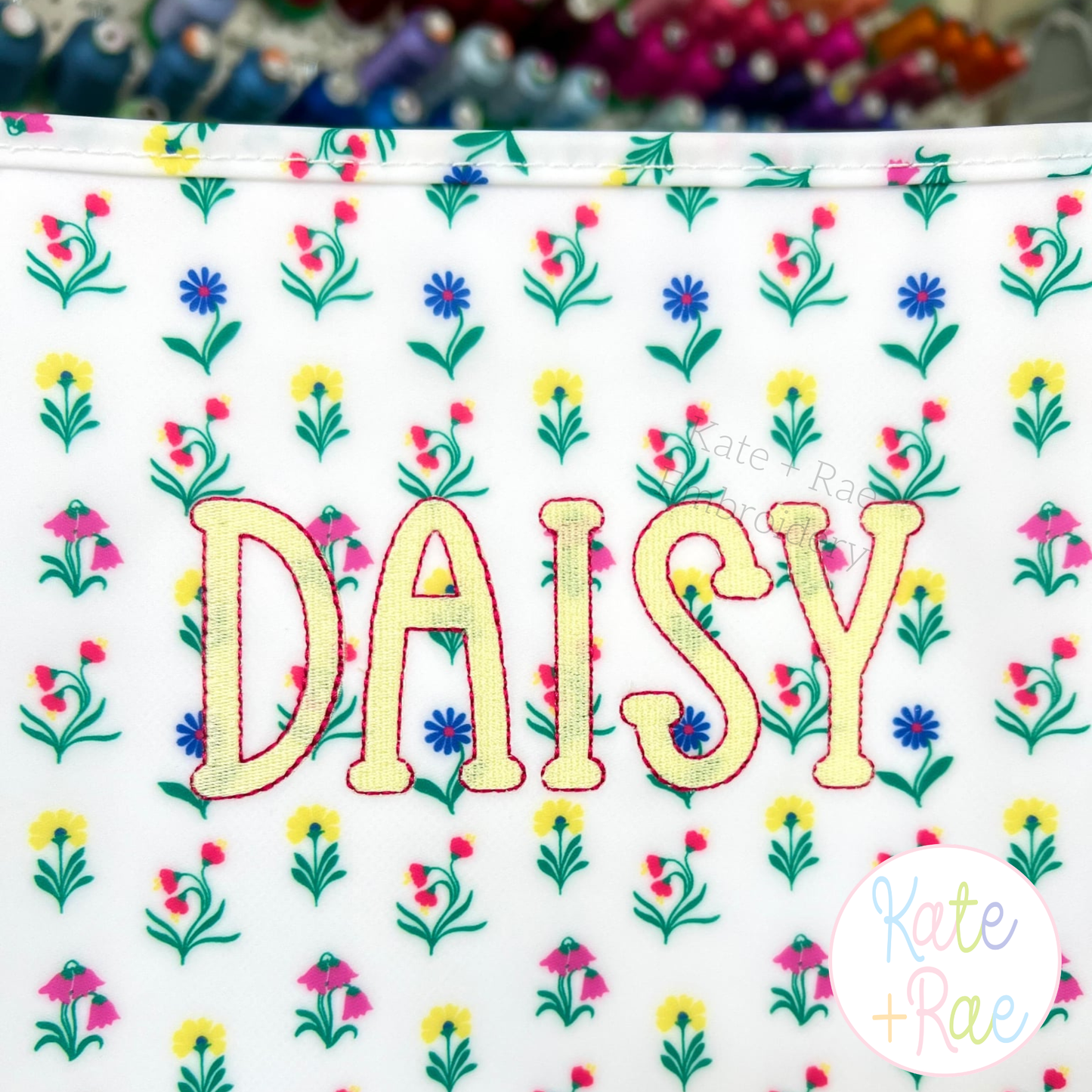 Jellybean Fill Stitch with Bean Border Machine Embroidery Font