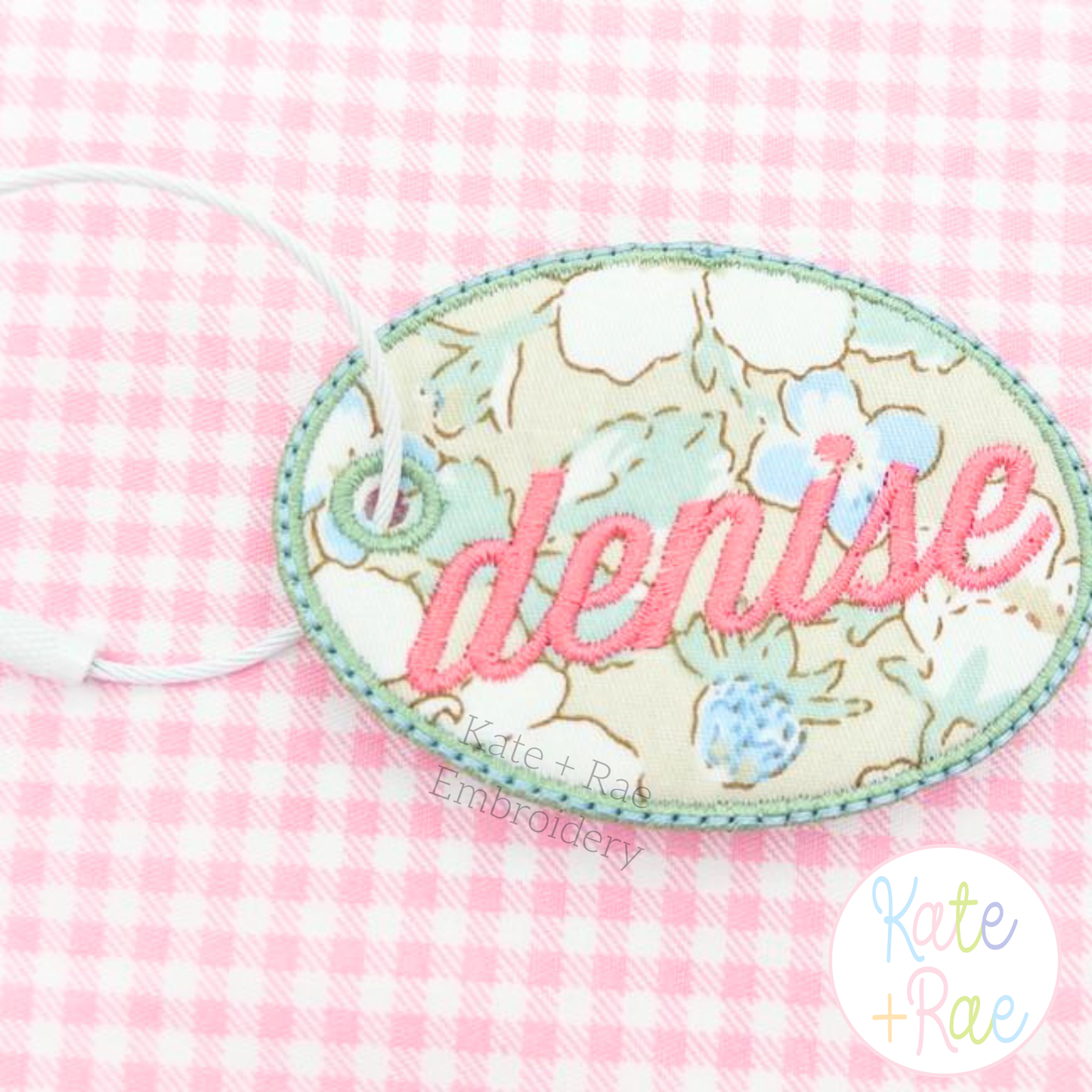 Oval Satin Stitch Bag Tag/ Keychain In The Hoop Embroidery Design