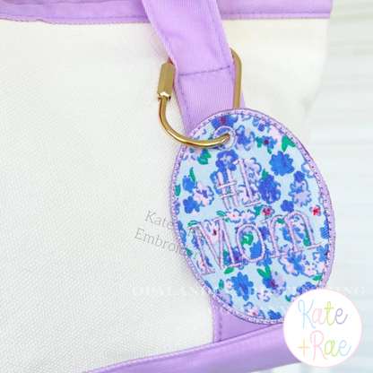Oval Satin Stitch Bag Tag/ Keychain In The Hoop Embroidery Design