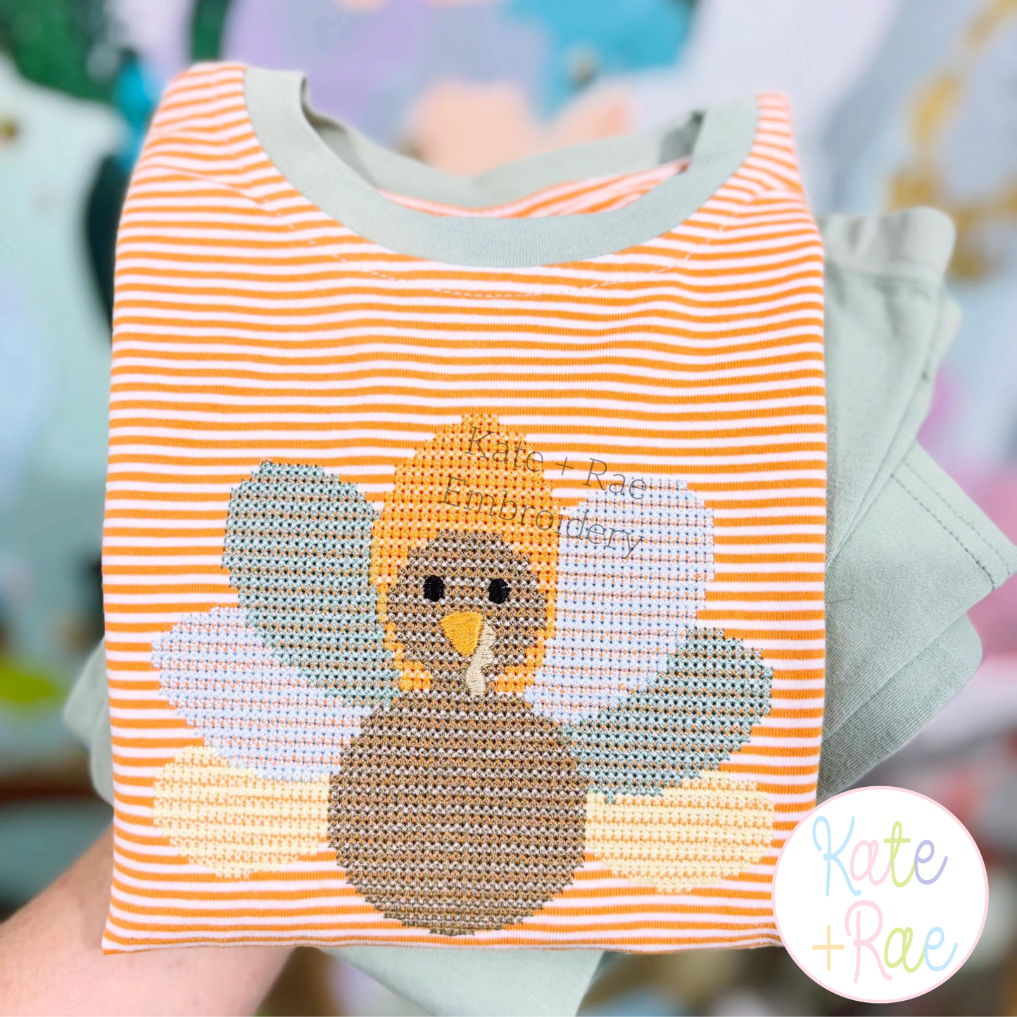 Large Turkey Cross Stitch Embroidery Design